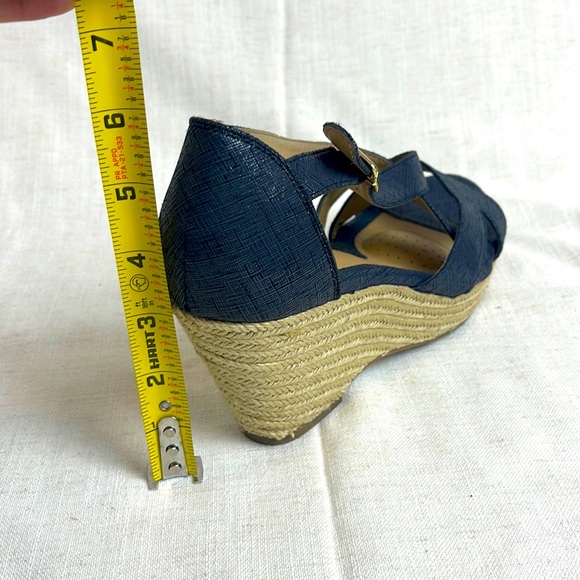Sole Sensibility Navy Comfort Straw Wedge Sandals SIZE 10 USED - Picture 6 of 6